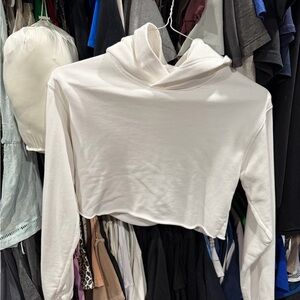 Aritzia White Cropped Hoodie